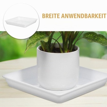 TIDTALEO 2 kusy štvorcových plastových podšálok 25 cm, biele, hrubostenné, do kvetináčov a misiek na