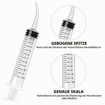 Zubné striekačky 12ml 6 kusov striekačka na mandľové kamene na oplachovanie zahnutá