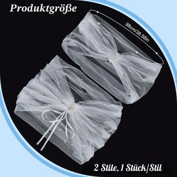 WEBEEDY 2 štýly 98cm biele tylové svadobné šály, peleríny na svadbu, korálkové svadobné peleríny,