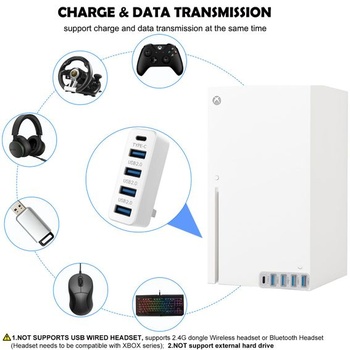 5portový USB Hub pre Xbox Series X/S, vysokorýchlostný rozbočovač USB Hub a rozširujúci adaptér pre