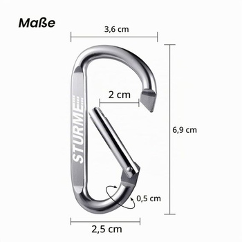 STURME 20 kusov karabínových klipov 6,9 cm, odolné karabíny, malá karabína, hliníková D-spona pre