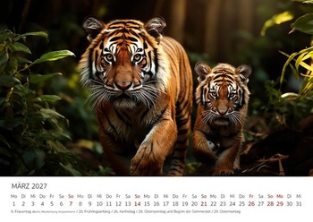 Edícia Seidel Premium Kalendár Fascination Tiger 2027 Formát DIN A4 Nástenný kalendár Zvierací