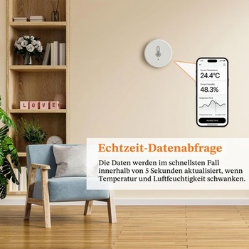 Zigbee senzor teploty a vlhkosti, mini teplotní senzor (vyžaduje Zigbee Hub), chytrý