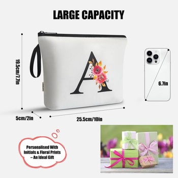 Personalizovaná kosmetická taštička A-Z Bag - Dárky k narozeninám žen, bílá-bílá