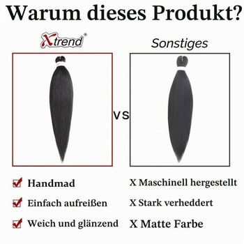 Xtrend 3 balenia 30 palcových dlhých prednatiahnutých vrkôčikových vlasov, EZ Braiding vlasové