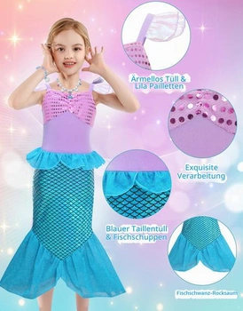 Kostým morskej panny pre dievčatá a deti, šaty morskej panny pre deti na Vianoce, prezliekanie, karneval,