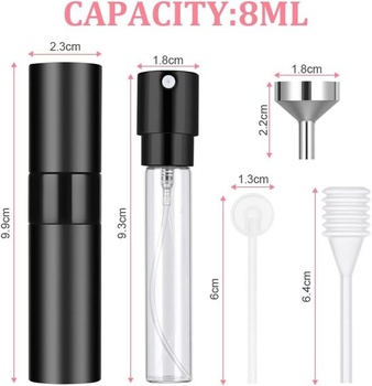 ACWOO 8ml mini rozprašovač parfumov, vreckový rozprašovač, znovu naplniteľný prázdny cestovný