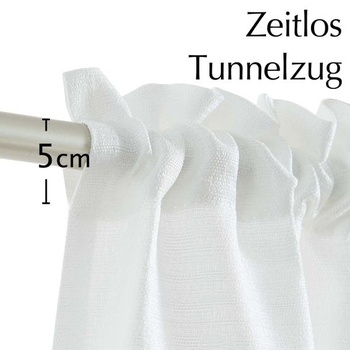 TOPICK Záclona do kavárny, bistro záclona s lněným vzhledem, 2 ks, V115xŠ90 cm, bílá, jednobarevná,