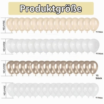 60 béžových a bielych balónikov, 12-palcové pieskovo biele priehľadné héliové balóniky, metalické