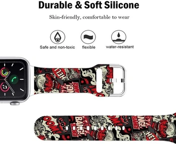 Kompatibilní s Apple Watch Band Horror Ghost Face Red 38mm 40mm 41mm, měkký silikonový sportovní