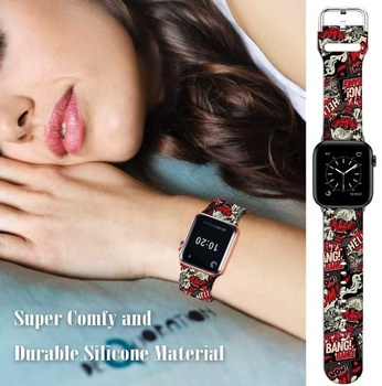 Kompatibilný s Apple Watch Band Horror Ghost Face Red 38mm 40mm 41mm, mäkký silikónový športový