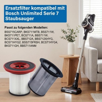 Náhradný filter s čistiacou kefkou pre vysávače Bosch Unlimited 7, akumulátorové vysávače
