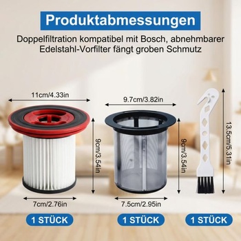 Náhradný filter s čistiacou kefkou pre vysávače Bosch Unlimited 7, akumulátorové vysávače