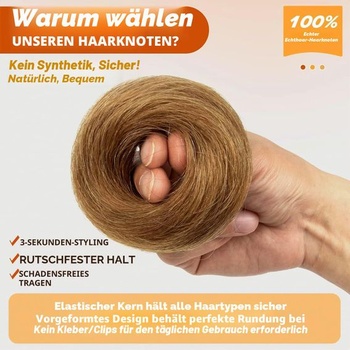 PORSMEER Hnědý 30g 100% lidský vlasový příčesek s gumičkou, přírodní rozcuchaný drdol, příčesek z