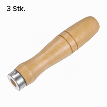 Sada 3 rukojetí pilníků QUARKZMAN, dřevěná rukojeť, délka 120 mm, kulatý otvor 9,5 mm, ergonomické