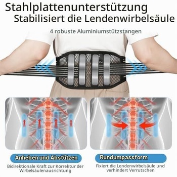 Bedrový oporný pás pre mužov a ženy, priedušný chrbtový pás XL B-čierny