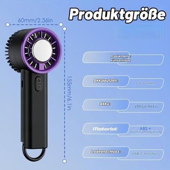 Dobíjací ručný ventilátor, prenosný ručný ventilátor s 3 rýchlosťami, tichý malý osobný ventilátor