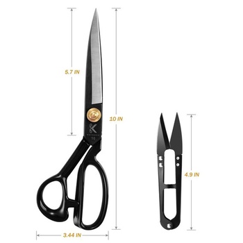 BVEKADO Nožnice na látku 25,5 cm, Šijacie nožnice, Uhlíková oceľ Čierna 25,4 cm