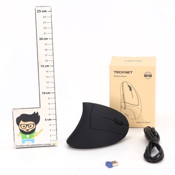 Ergonomická Bluetooth myš TECKNET, dobíjacia bezdrôtová vertikálna myš (BT 5.0/3.0 + 2.4G), 6 úrovní