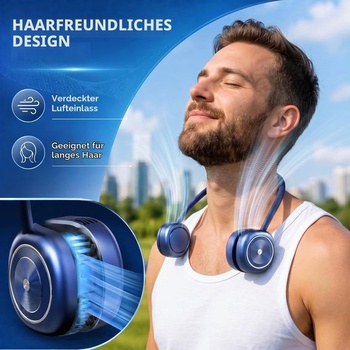 Přenosný krční ventilátor, tichý 360° nastavitelný ventilátor se 3 rychlostmi, skládací ultralehký