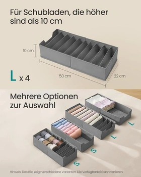 Organizér na spodnú bielizeň SONGMICS sada 4 ks, organizér do zásuviek pre šatníkovú skriňu IKEA PAX, s