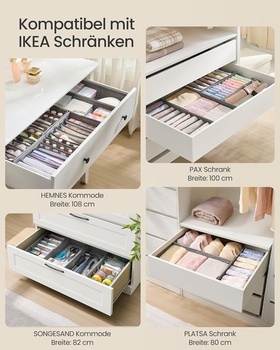 Organizér na spodní prádlo SONGMICS sada 4 ks, organizér do zásuvek pro šatní skříň IKEA PAX, s