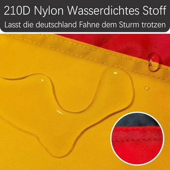 Německá vlajka Qanmua 90 x 150 cm, 210D nylon 160g/m2 Odolná státní vlajka Federální a německá