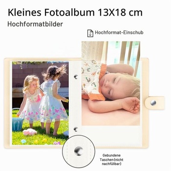 Malý vkladací fotoalbum Ruibytree 13x18, sada 2 kusov, 52 fotografií v každom, béžové
