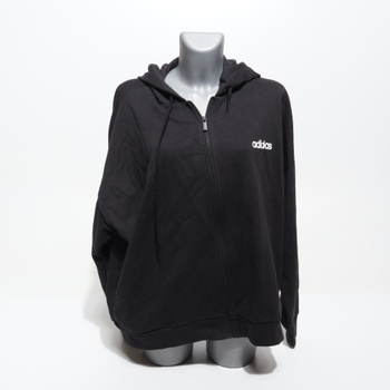 Adidas Damen Essentials LINEAR mikina s kapucňou na zips z francúzskeho froté XXL čierna / biela