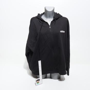 Adidas Damen Essentials LINEAR mikina s kapucňou na zips z francúzskeho froté XXL čierna / biela