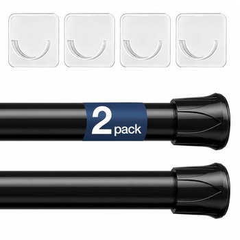 Záclonové tyče s pružinovým napínaním, 71,1 - 121,9 cm, čierne, 2 kusy (28