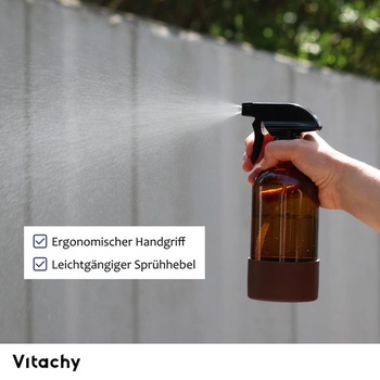 2 fľaštičky s rozprašovačom z jantárového skla, 500 ml, silikónová základňa, rozprašovač, sklenená