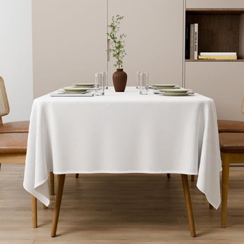 Bílý pratelný ubrus 110x180cm obdélníkový polyesterový ubrus, odolný proti poškrábání a skvrnám,