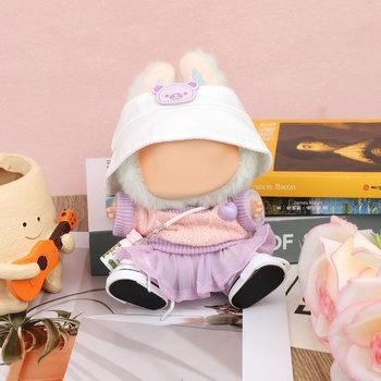 Sada oblečenia pre plyšové bábiky BOXOB, 5dielny kawaii kostým obsahuje sveter, fialovú tylovú