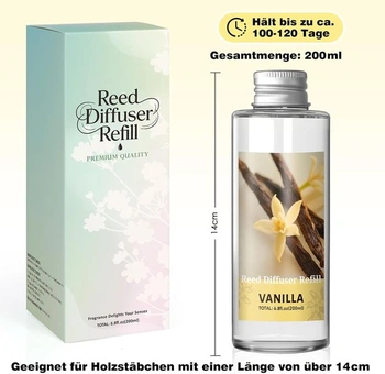 SCENTORINI Náhradná náplň do vône do izby 200 ml, vanilka, Náhradná fľaštička s tyčinkami –