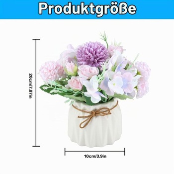 Umělé květiny Yibaijia v květináči, umělá kytice, fialová