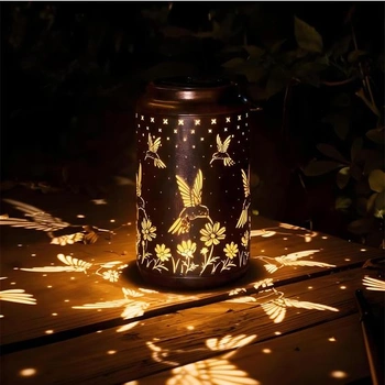 Solárny lampáš Vonkajšia LED závesná lampa Hummingbird Kovová vodotesná
