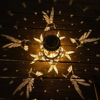 Solárny lampáš Vonkajšia LED závesná lampa Hummingbird Kovová vodotesná