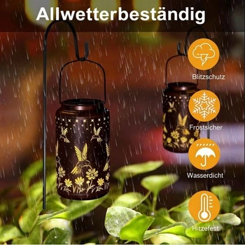 Solárny lampáš Vonkajšia LED závesná lampa Hummingbird Kovová vodotesná