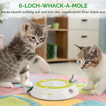 Interaktívna hračka pre mačky ALL FOR PAWS, automatická hračka „Pichni krtka“ so 6 náhodnými otvormi