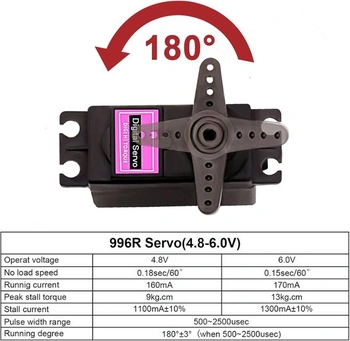 APKLVSR 4dílné digitální kovové servo, servomotor 13KG s vysokým točivým momentem pro RC letadlo,