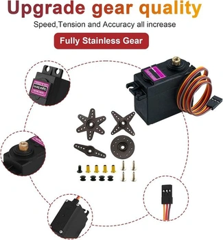 APKLVSR 4dílné digitální kovové servo, servomotor 13KG s vysokým točivým momentem pro RC letadlo,