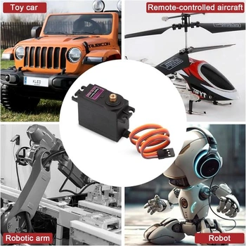 APKLVSR 4dílné digitální kovové servo, servomotor 13KG s vysokým točivým momentem pro RC letadlo,