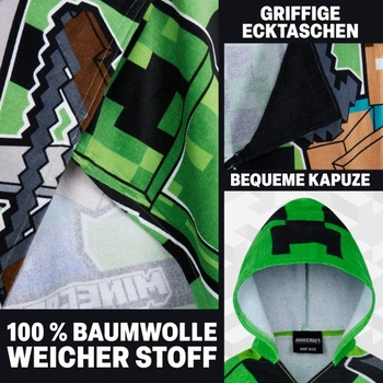 Uterák s kapucňou z bavlny Minecraft 6-14 rokov