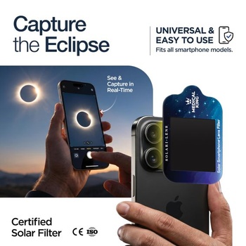 Okuliare Eclipse Solar 2026 – prémiové páry z 12. 2. 2020 s 2 solárnymi filtrami pre smartfón,