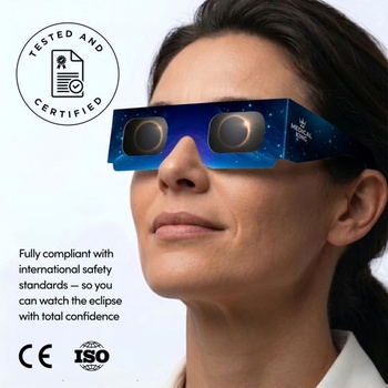 Okuliare Eclipse Solar 2026 – prémiové páry z 12. 2. 2020 s 2 solárnymi filtrami pre smartfón,