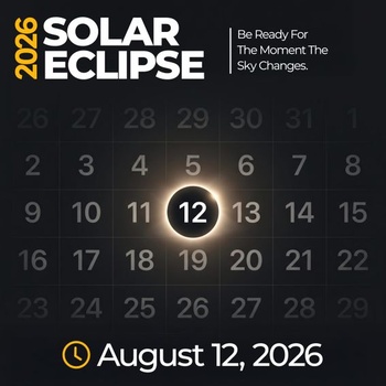 Okuliare Eclipse Solar 2026 – prémiové páry z 12. 2. 2020 s 2 solárnymi filtrami pre smartfón,