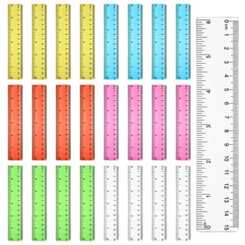 Sada 25 pravítok 15 cm, farebná priehľadná plastová…