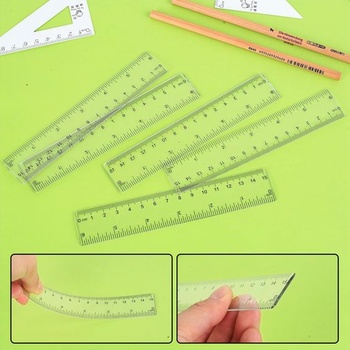 Sada 25 pravítok 15 cm, farebná priehľadná plastová pravítka, 6 palcov, 15 cm, 25