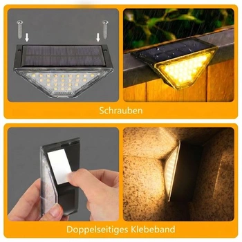 Solární světla pro venkovní použití, LED schodová světla, 24 LED solárních schodových světel do